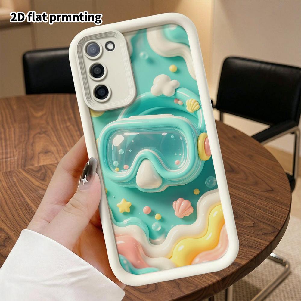 Phone case: 2D flat, suitable for Samsung Galaxy A34 A35 M05 M06 S20 S22 S21 FE Plus 5G protective case, diving goggles, perfect Christmas and Hallowe