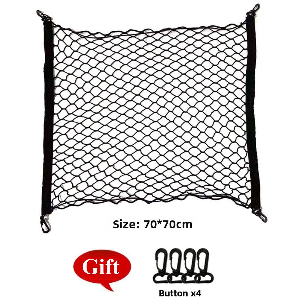 Universal Nylon Mesh Nets Stretchable Car Interior Mesh Network Pocket Car Trunk Net Elastic Luggage Net Cargo Organizer Storage Single Layer 70x70CM