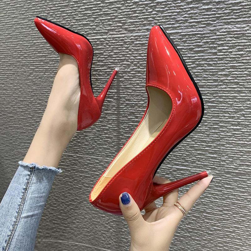 Large Size European and American Style Fine Heel High Heel Shallow Mouth Pointed Head Thin Professional Women's Single Shoes Four Seasons High Heels