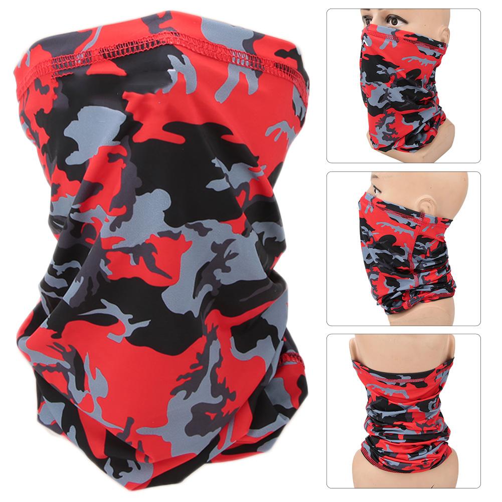 Summer Outdoor Ice Silk Scarf Sun Protection Face Towel Mask for Fishing Riding(red Camouflage)