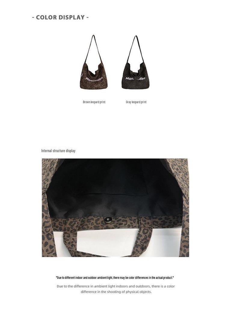 Korean-Style Large Capacity Women’s Leopard Print Tote and Crossbody Bag - 2025 Casual Shoulder Bag