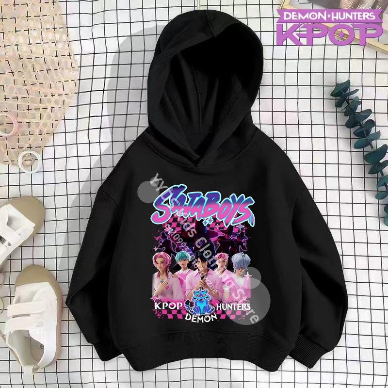 K-pop Demon Hunters Hoodies Boys Girls Long Sleeve Outerwear Saja Boys Print Hooded Coat for Children Fashion Pullover Kids Tops