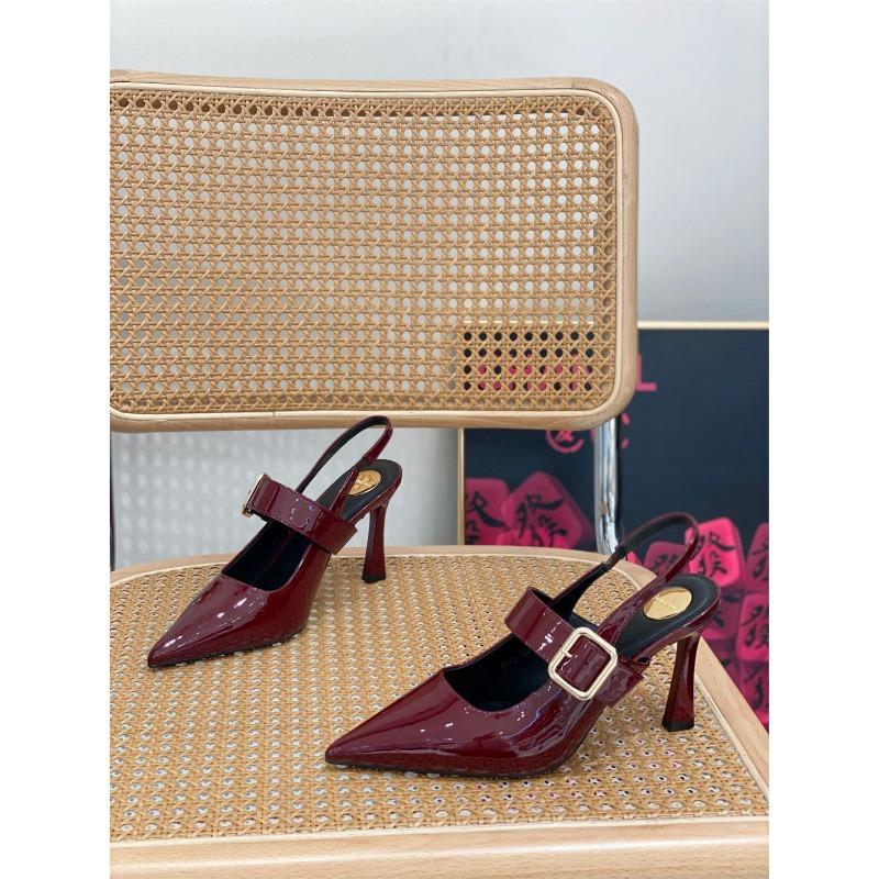 Fashion Lacquer Leather Pointed High Heels for Women Slim Heels for Spring/summer New Style Niche Belt Buckle Sandals Single Shoes