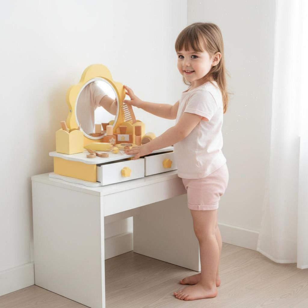 Flower Vanity Table Early Learning Toy Makeup Educational for Nursery
