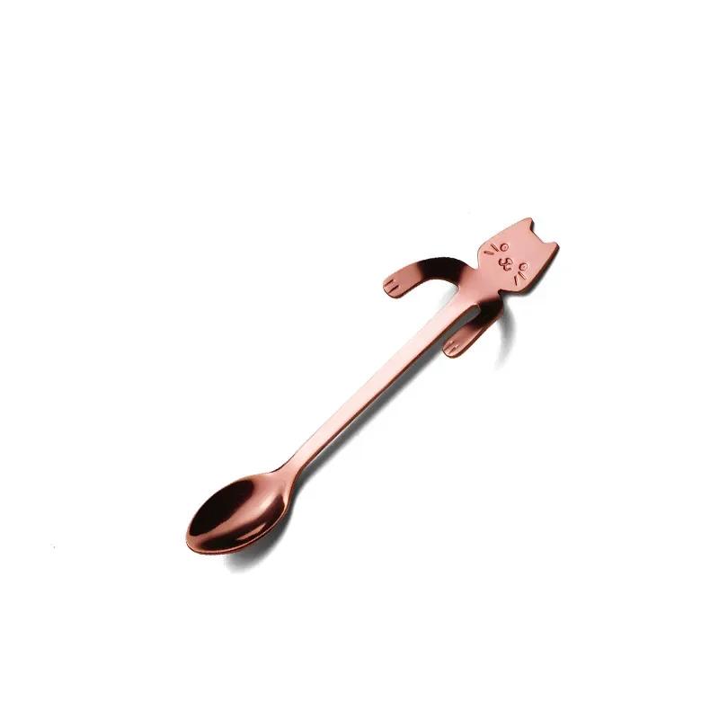 1pcs Cat Coffee Spoon Cartoon Cute Dessert Spoon Hanging Dog Mug Stirring Spoon Teaspoon Kitchen Tableware Stainless Steel