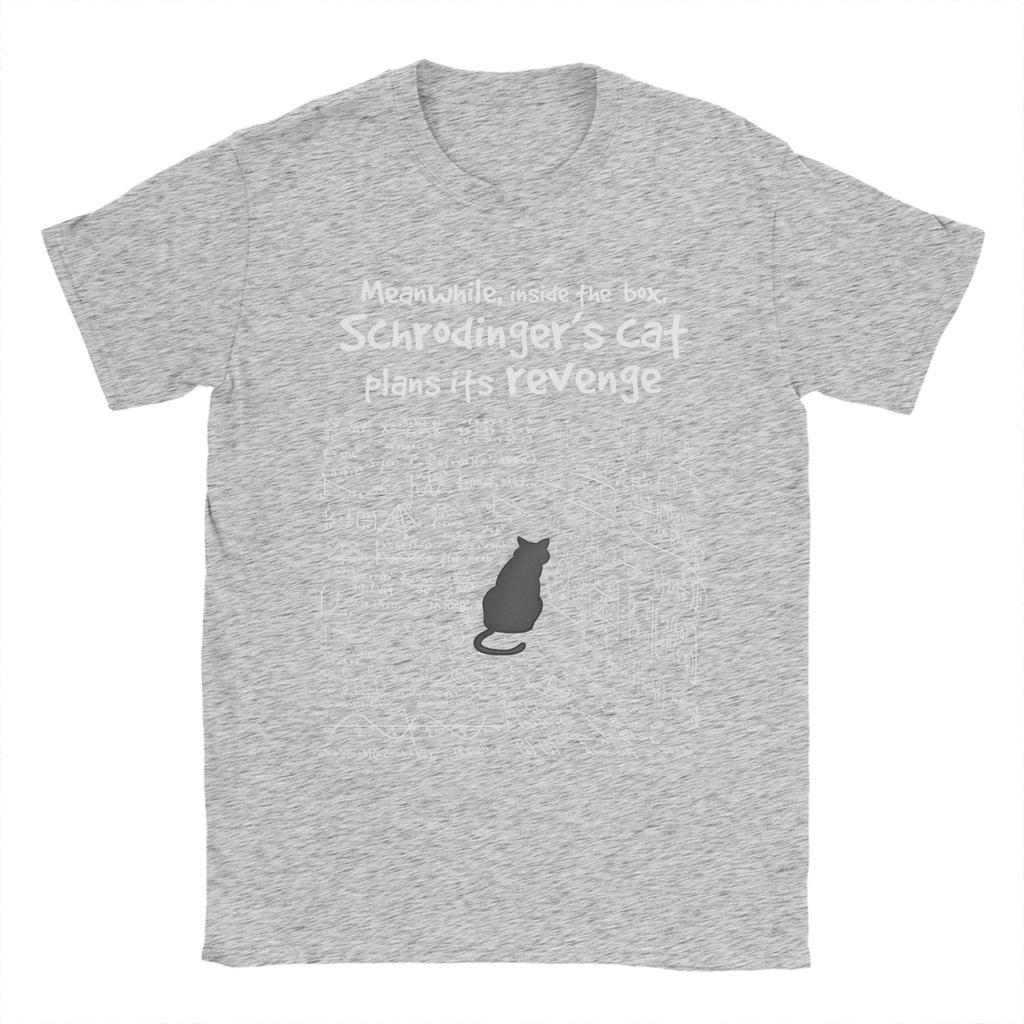 Herren Schrödinger's Katze Mathematik T-Shirt Reines Baumwollkleidung Vintage Kurzarm Rundhals T-Shirts Übergröße T-Shirt