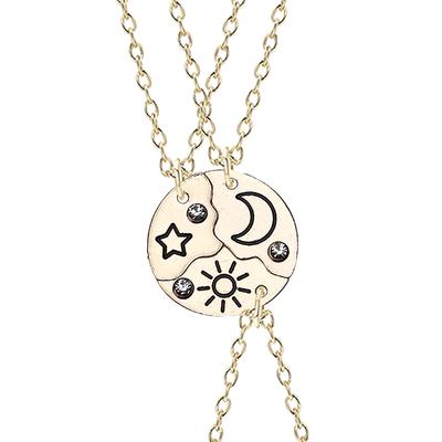 3 Pezzi Collana con Ciondolo Rotondo Sole Stella Luna Migliore Amico Per Sempre Amicizia Bff Uomini e Donne Girocolli Charm 2023