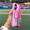 Funda con Correa de Mano para Magsafe para For Iphone 17 16 15 14 Plus 13 12 11 Pro Max 16e Funda con Correa de Contraste Mate Suave