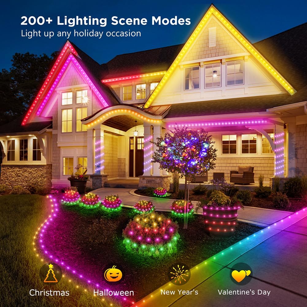 USB WS2812B RGBIC LED Fairy Lights Bluetooth Music Sync Color Changing Waterproof Garland For Home Holiday Party Decor Lighting