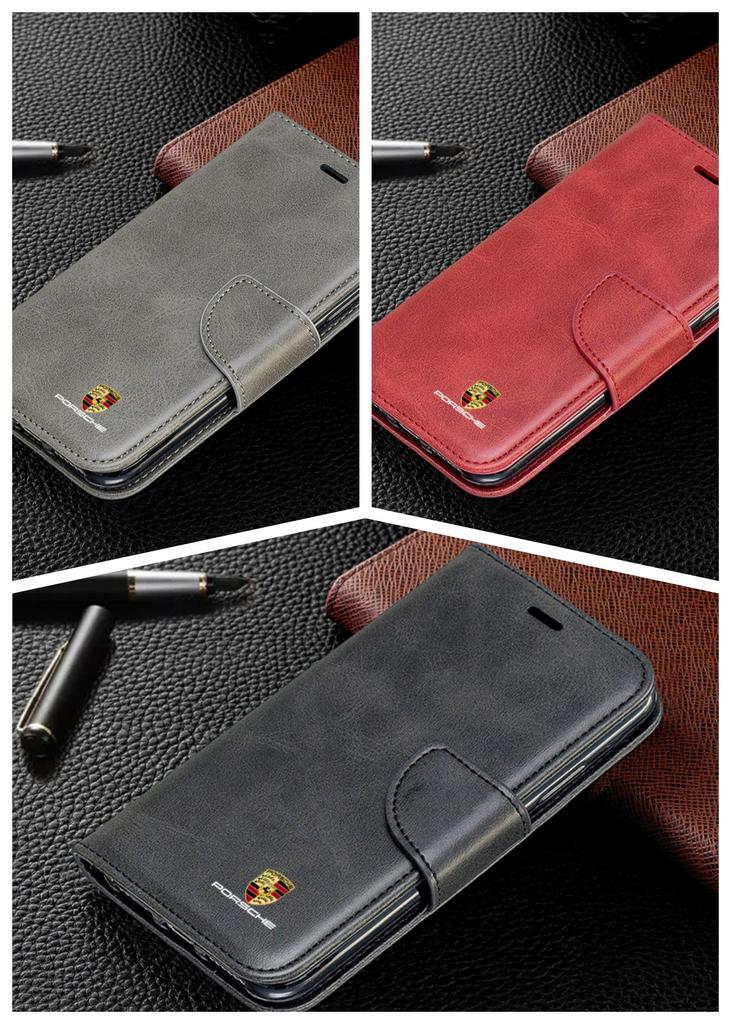For Porsche PU Leather Flip Wallet Case Protect Cover Car Phone Case for iPhone 13 14 11 12 Pro Max Mini 8 XR XS 16 Plus 15 Pro