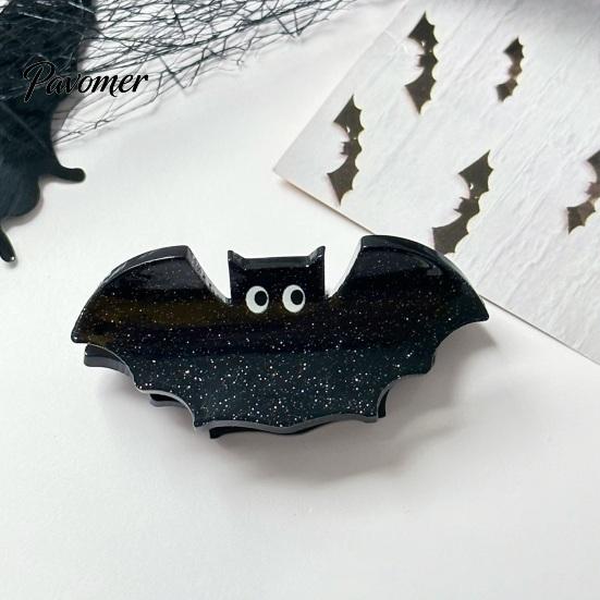 Trendy Hair Accessories for Girls Halloween Claw Clip, Cute Headdress, Glitter Acrylic Bat Pumpkin Stylish Clamps Black Cat Spider Ghost Pattern Women