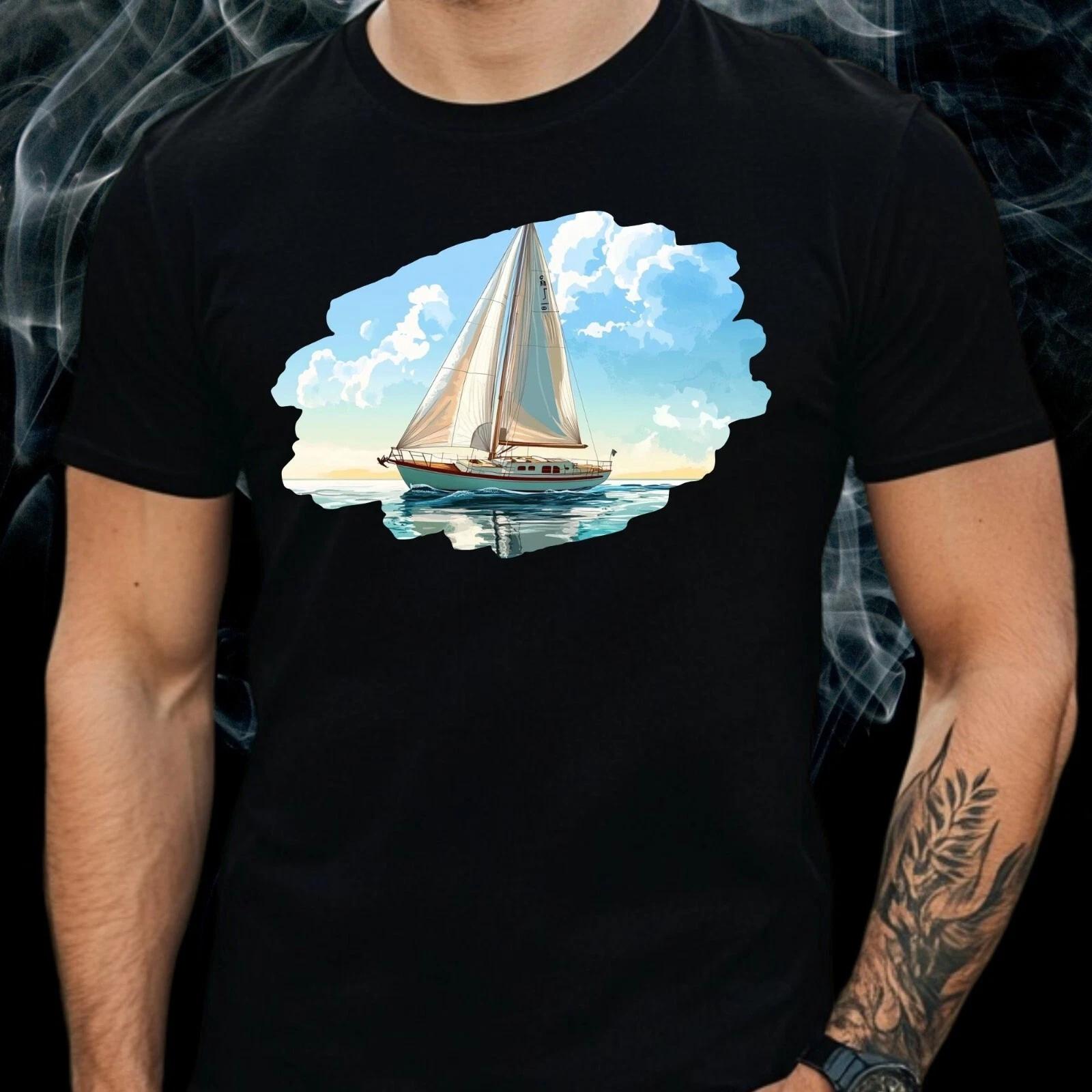 T-Shirt Herren Segelboot Motiv Baumwolle Größe S bis 5XL M