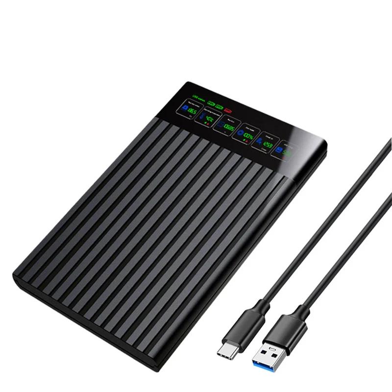 

Корпус для 2,5 HDD SSD з РК-дисплеєм, корпус для жорсткого диска SATA на USB 3.1 Gen1, корпус для зберігання до 6 ТБ, мобільний бокс для SSD-диска HDD для ПК