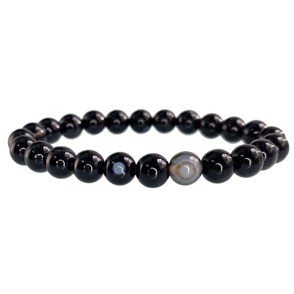 Natural Stone Beaded Bracelet 6-10mm Stretch Yoga Jewelry - Tiger Eye Turquoise Agate Jasper Healing Bangles for Women Men