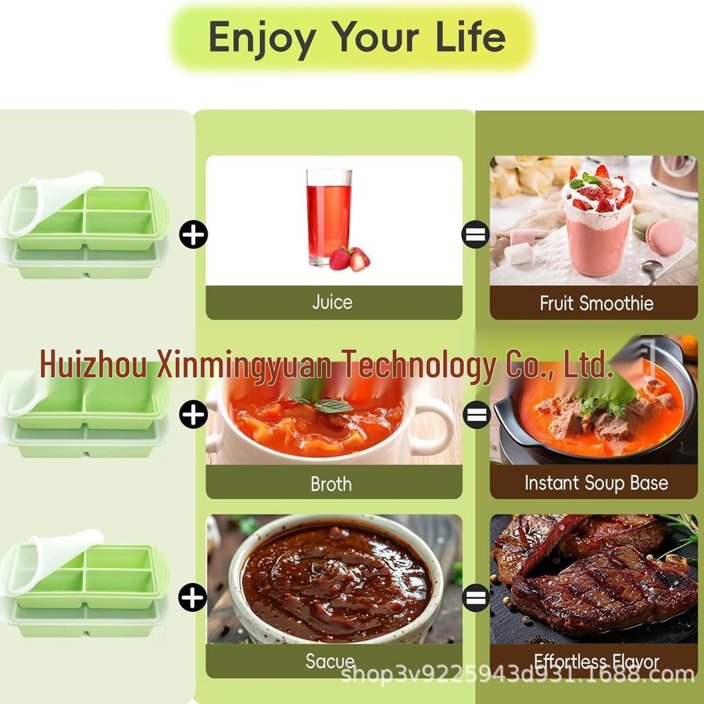 Silicone Ice Cube Tray with Lid - Food Storage & Freshness Preservation Box