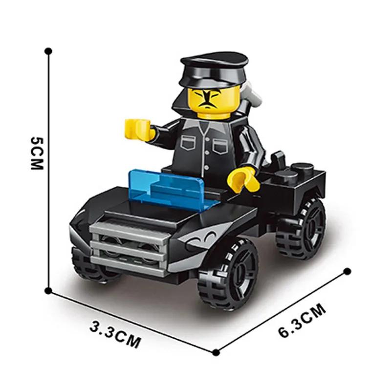 City Patrol Police Motorcycle Car Pursuit Prisoners Model Building Blocks Enlighten Action Figure Toys For Children