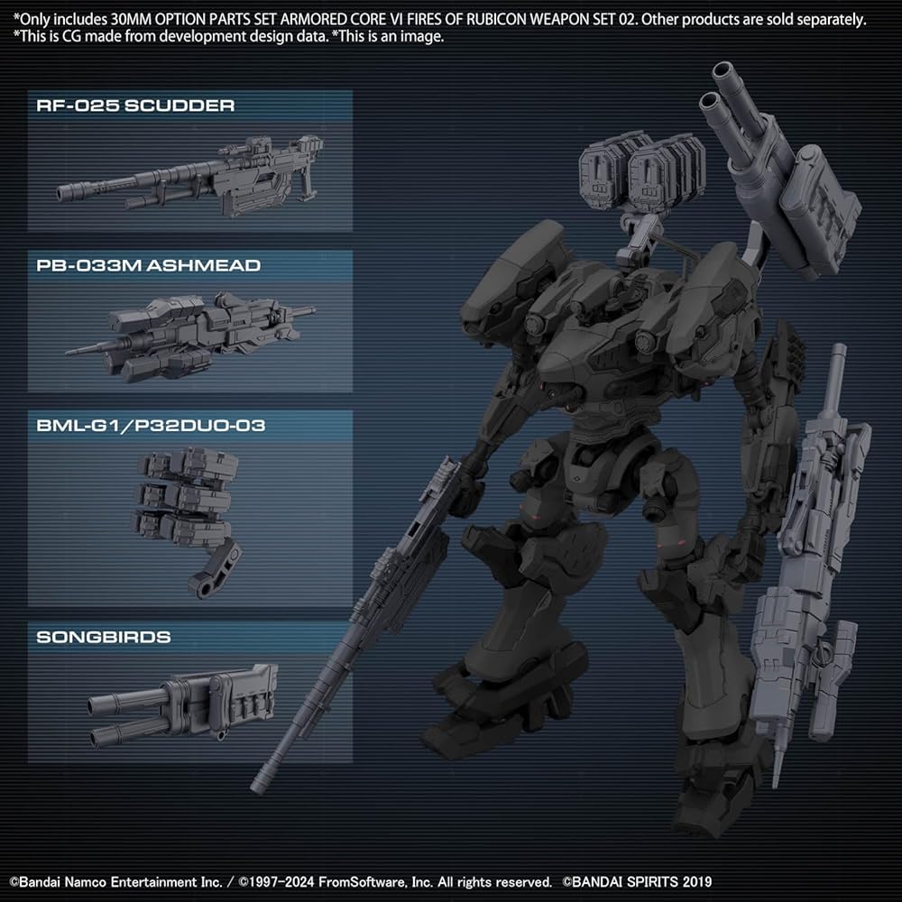 Bandai Spirits 30MM Armored Core VI Fires of Rubicon Weapon Set 02 Color-Coded Plastic Model Kit