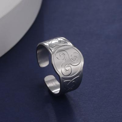 Viking Celtics Knot Ring Spiral Triskele Triangle Adjustable Rings Amulet Stainless Steel Men Women Jewelry Valentine's Day Gift