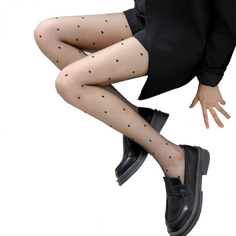 0D small polka dot black stockings ultra-thin polka dot sexy pure want to cut invisible thin spring and summer black pantyhose