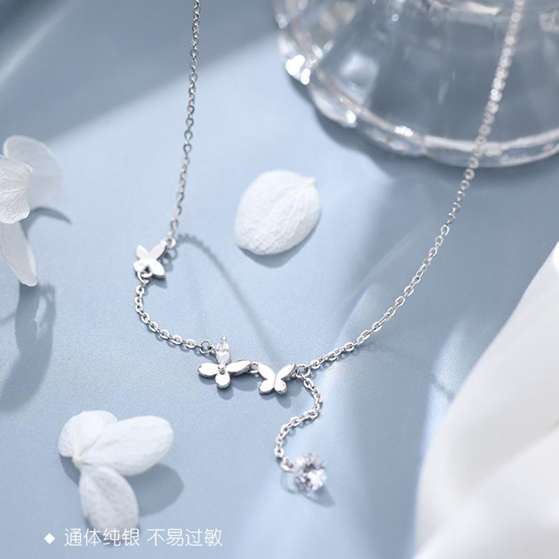 Butterfly Tassel Necklace for Women, Fashionable and Versatile Student Collarbone Neck Chain