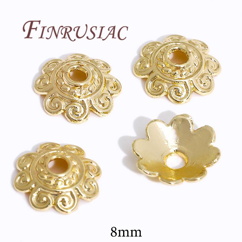 18K/14K Gold Plated Beads Cap For Jewelry Flower Bead Caps Jewelry Making Supplies Spacer Beads DIY Bracelets Accessories