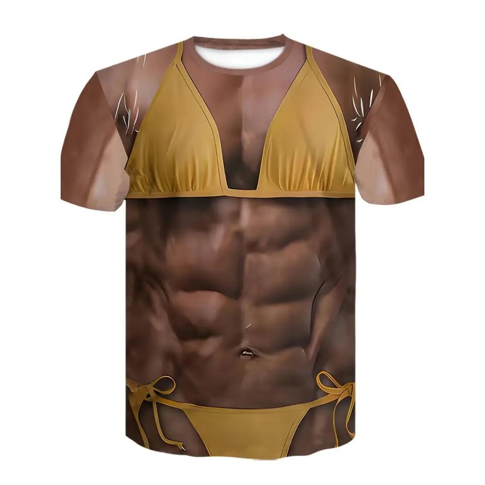 3d Print T Shirt For Men Funny Chest Hair Muscle Ugly Tee Tops Summer Short Sleeve Causal Men's Tshirts Streetwear Harajuku Tops