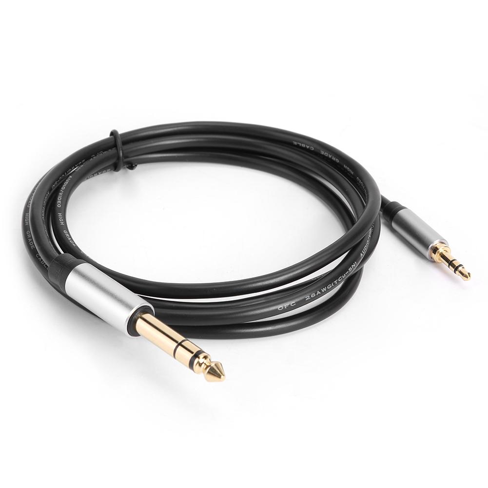 Black 3.5mm Jack Male to 6.35mm Plug Male TRS Headphone Adapter Converter Cable  Alloy Oxide Shell Beautiful and