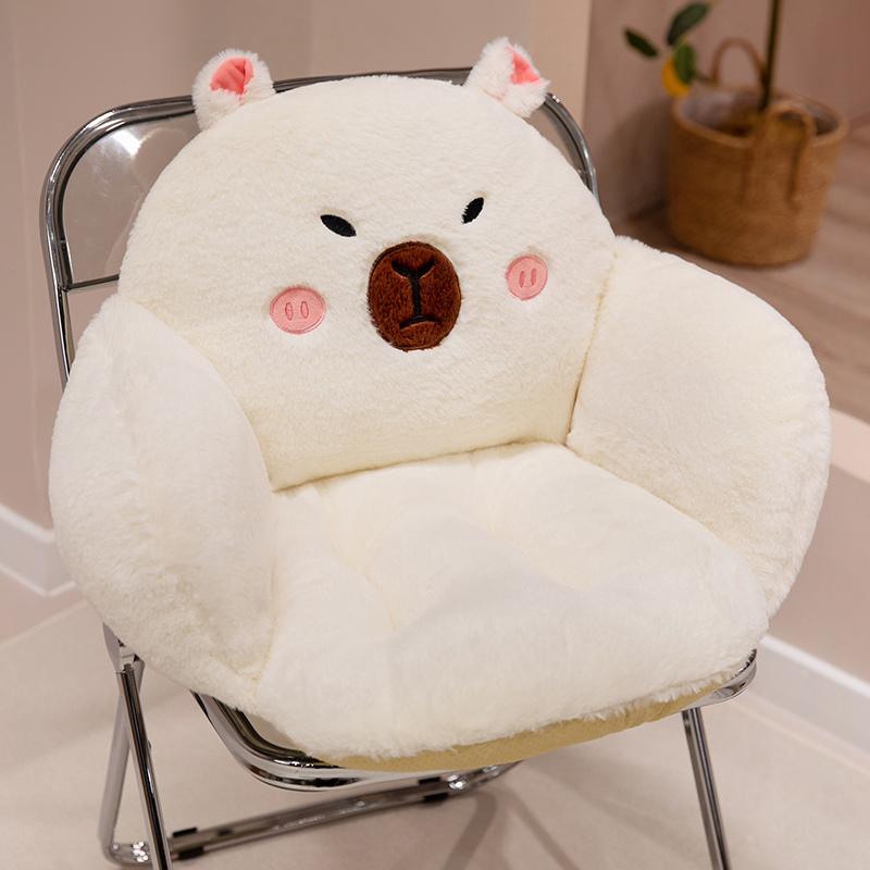 Lief Kapibara Pluche Kussen Cartoon Schattig Zacht Gevuld Pluche Speeltje Gezellige Kapibara Lendensteun Stoel Zitkussen Bank Huis Decoratie 45-50cm