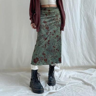Vintage Grüner Midi-Rock mit hoher Taille: Schick, Vielseitig und Hautaufhellend