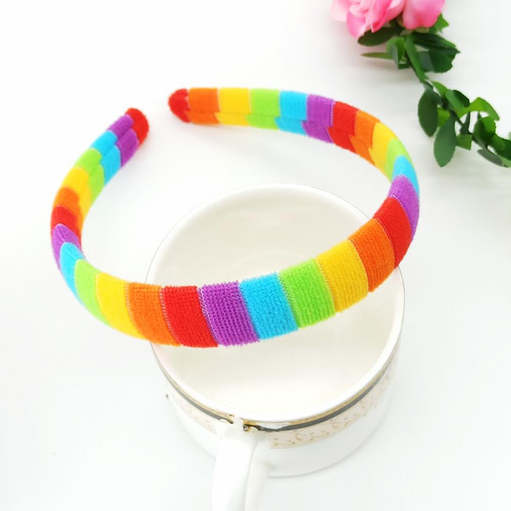 Rainbow Headbands For Women Cotton Party Cartoon Hair Hoop Anti-skid Satin Cute DIY Headwear Hair Accessories
