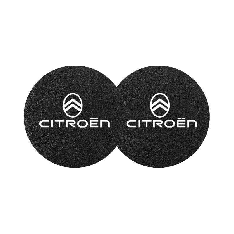 OAUH2 2Pcs Car Coasters Water Cup Mats Waterproof Slot Pads For Citroen VTS DS3 DS4 DS5 RD3 Cross Berlingo Xsara Spacetourer CelyseeC6