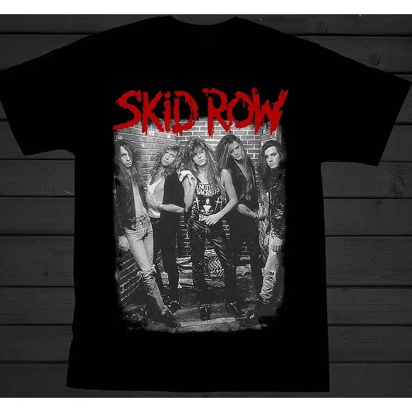 

SKID ROW Американский черный унисекс Хлопковая футболка Мужская футболка Черная Повседневная Хлопковая футболка с круглым вырезом Графическая футболка с коротким рукавом L