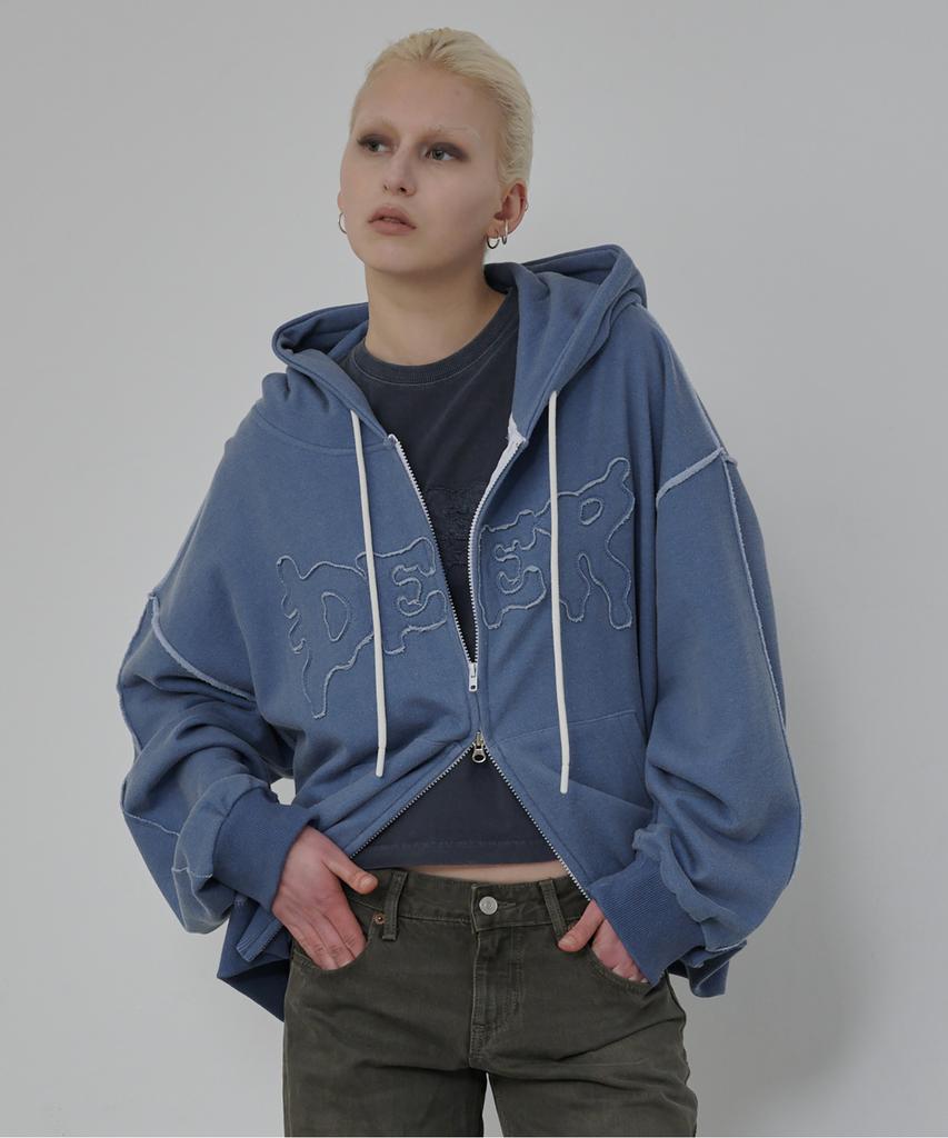 Dearmydeer Dear Applique Hoodie Zip-Up (Blue)