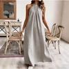 European and American style sexy neck halter dress solid color lazy loose dress, specially for elegant and long temperament