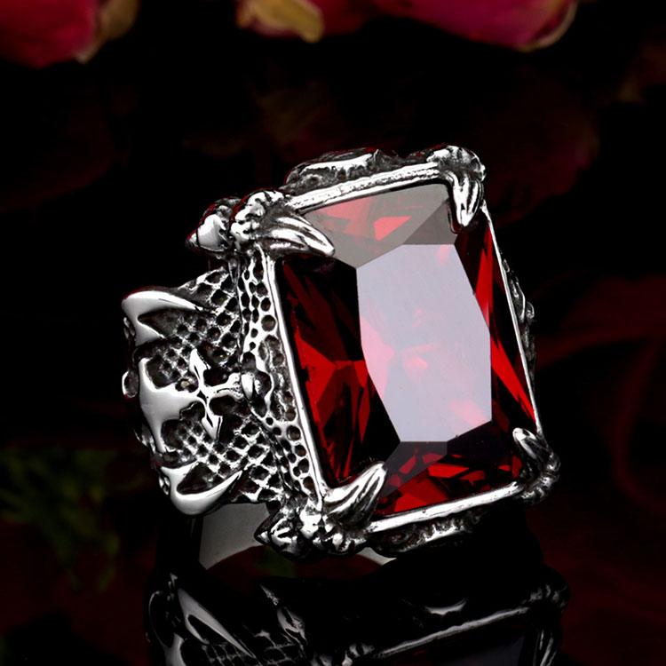 316L Stainless Steel VIKING Colorful Stone Trend Men's Ring Double-Sided  High Quality Jewelry