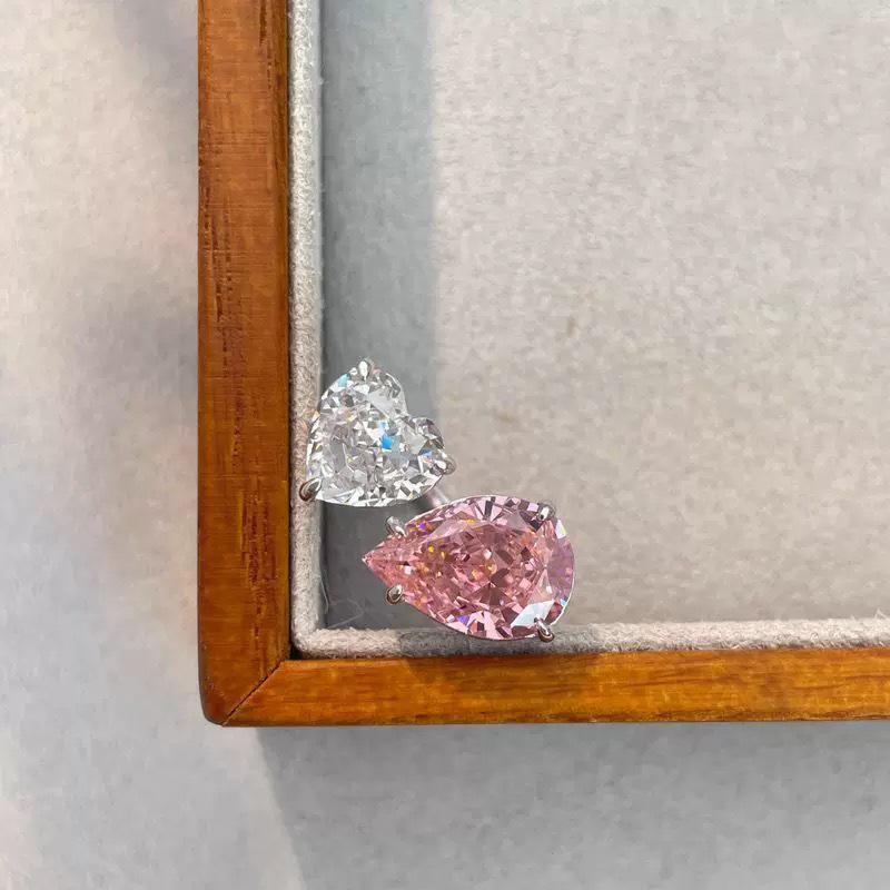 

Able Pink Waterdrop Love Zircon Ring Women S Wedding Party Jewelry Gift Adjustable Ring 1Pc