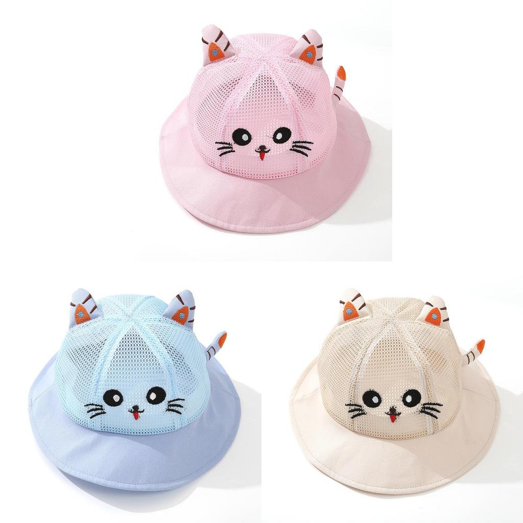 Cartoon Kids Summer Sun Hat With Large Brim And Breathable Polyester For Outdoor Play