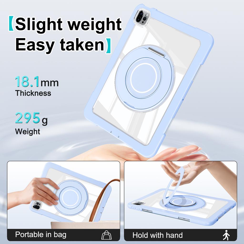 For iPad Pro 11 (2022)/(2021)/(2020)/Luft (2022)/(2020) Etui Svingbart Støtteben PC+Silikon Anti-Fall Nettbrettdeksel