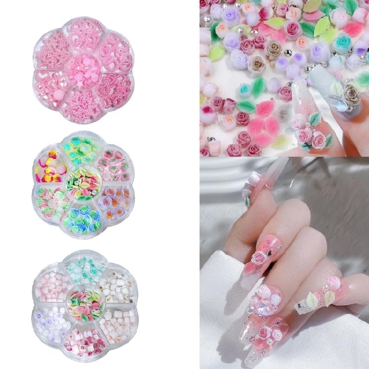 3D Flower Leaf Nails Art Charms Rose Flower Nail Charms for DIY Jewelry Making