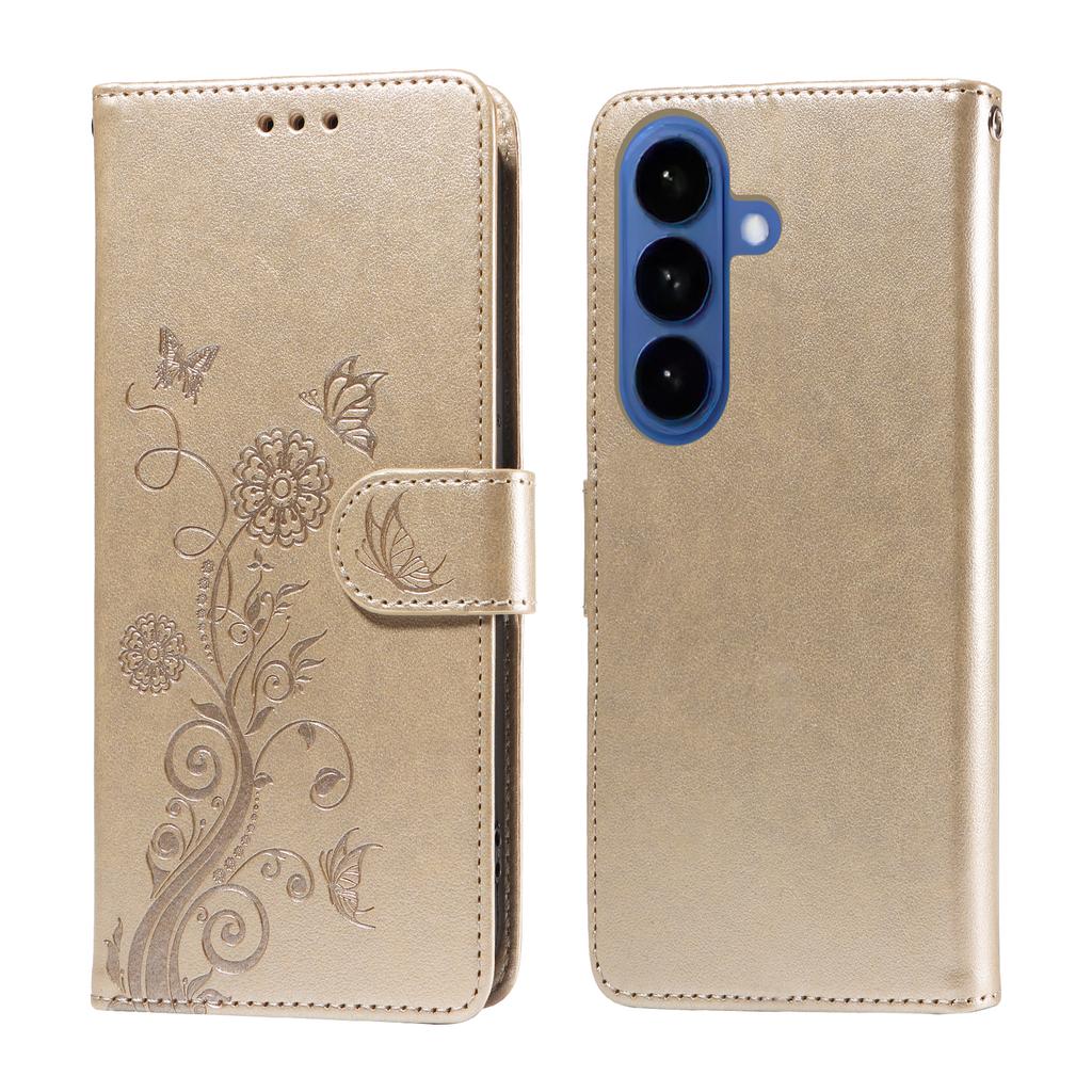 For Samsung Galaxy S26/S26 Pro Leather Case Butterfly Floral Imprint Wallet Stand Cover