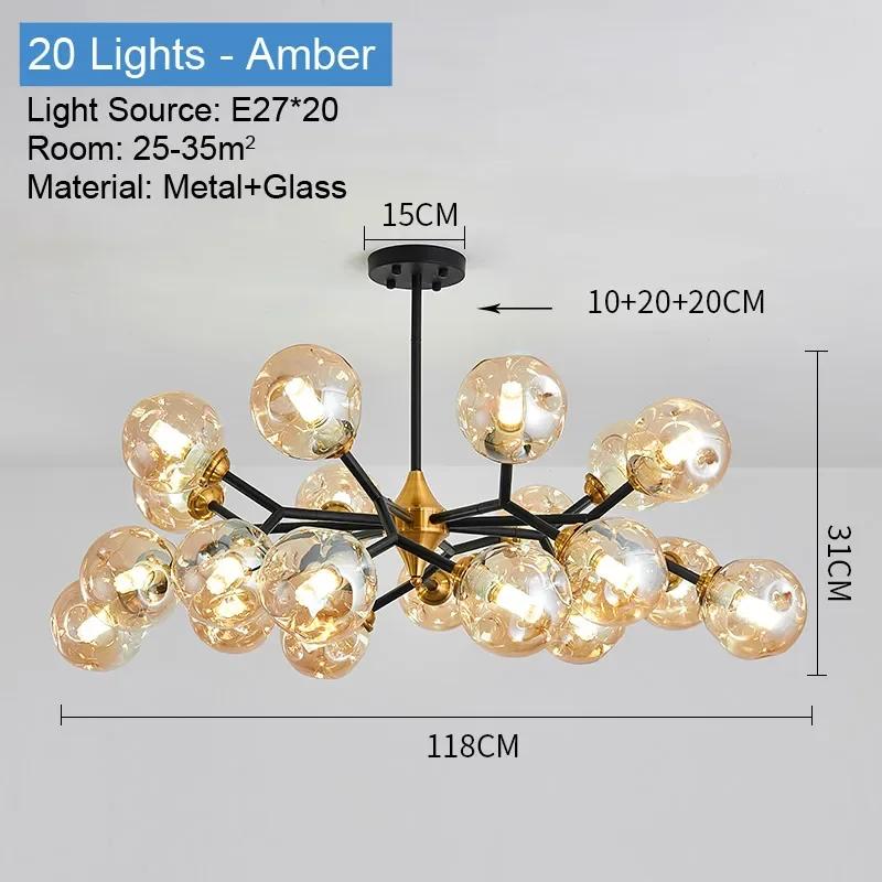 Nordic luxury living room glass ball chandelier home decoration dining room kitchen bedroom ceiling chandelier indoor lighting