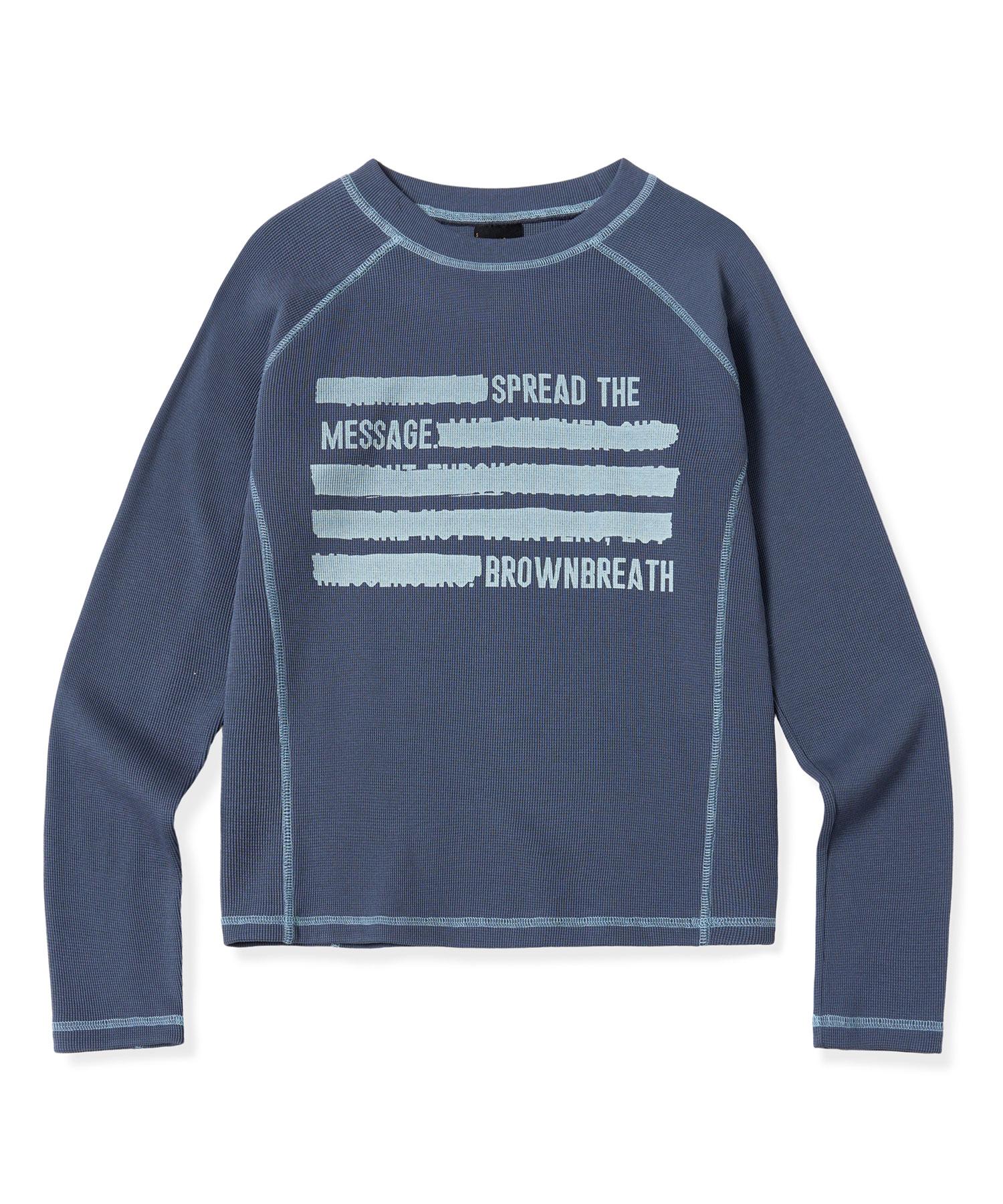 Brown Bless W Slogan Waffle Raglan Tee - Blue Blue/S