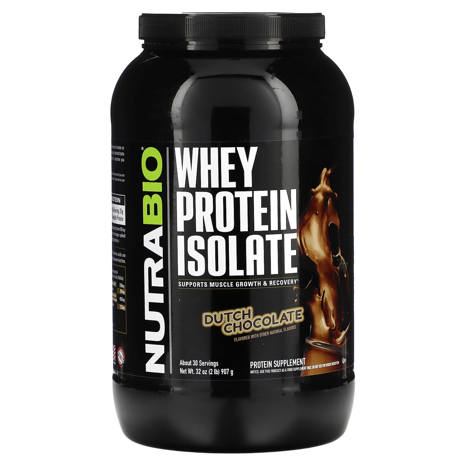 

NutraBio, 100% Whey Protein Isolate, Dutch Chocolate, 2 lbs (907 g)