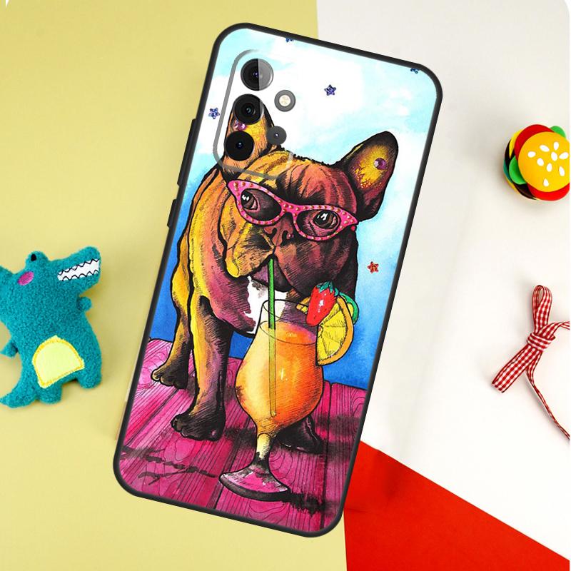 Watercolor French Bulldog Painting For Samsung Galaxy A05 A06 A16 A54 A34 A14 A55 A35 A15 A53 A33 A13 A22 A32 A52 Phone Case