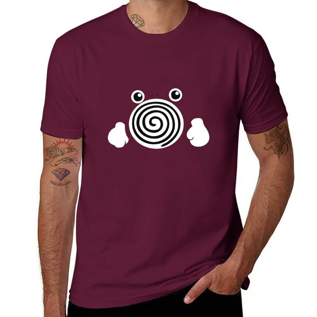 Minimalistisches Poliwhirl T-Shirt, koreanische Mode, Schwergewichte, schnelltrocknende Oberteile in Übergrößen, Herrenbekleidung