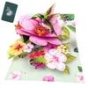 Moin Moin Message Hibiscus and Bird Card Envelope Sparkling Tropical 3D Perfect for and More Pop-Up Card, (Mini + Set), Bouquet, Hummingbird,