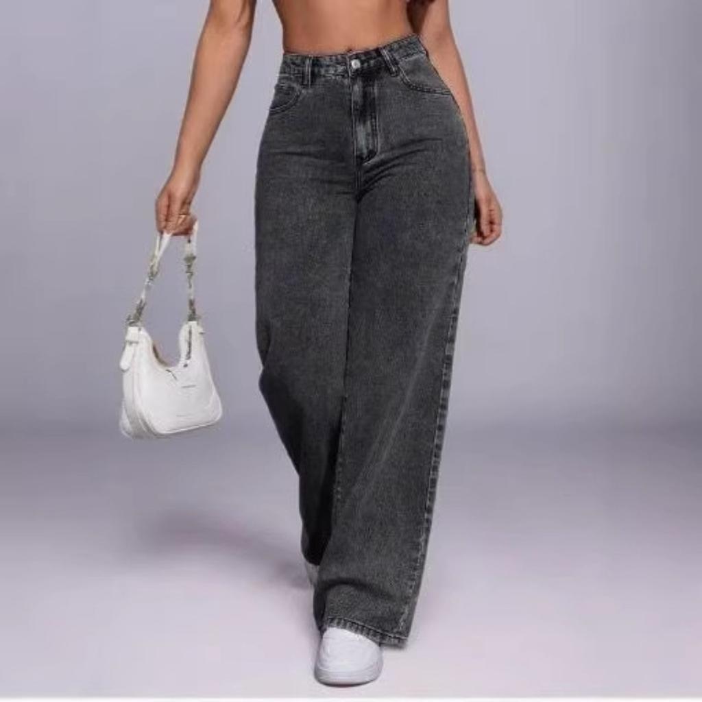 High Waisted Loose Wide Leg Pants, Hanging Floor Length Pants, Black, Straight Leg, Jeans, Women's Pants