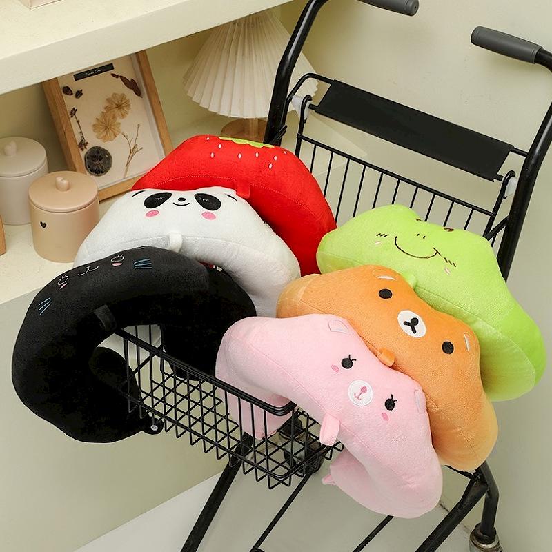 Cute Cartoon Neck Pillow for Travel - U-Shaped Cervical Support for Airplane & Train Nap