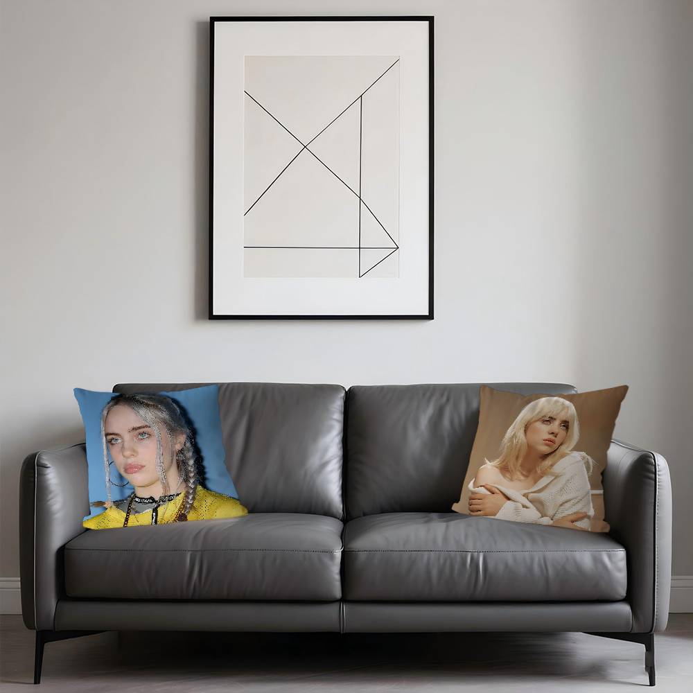 Singer B-Billie-Eilish Decorative Room Aesthetics Pillow Case Home Decor Bedroom Sofa Bed Couch Pillow Cover 45x45