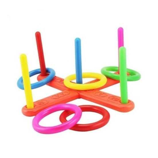 Hoop Ring Toss Plastic Quoits Garden Game Pool Toy Outdoor Family Kids Fun Set
